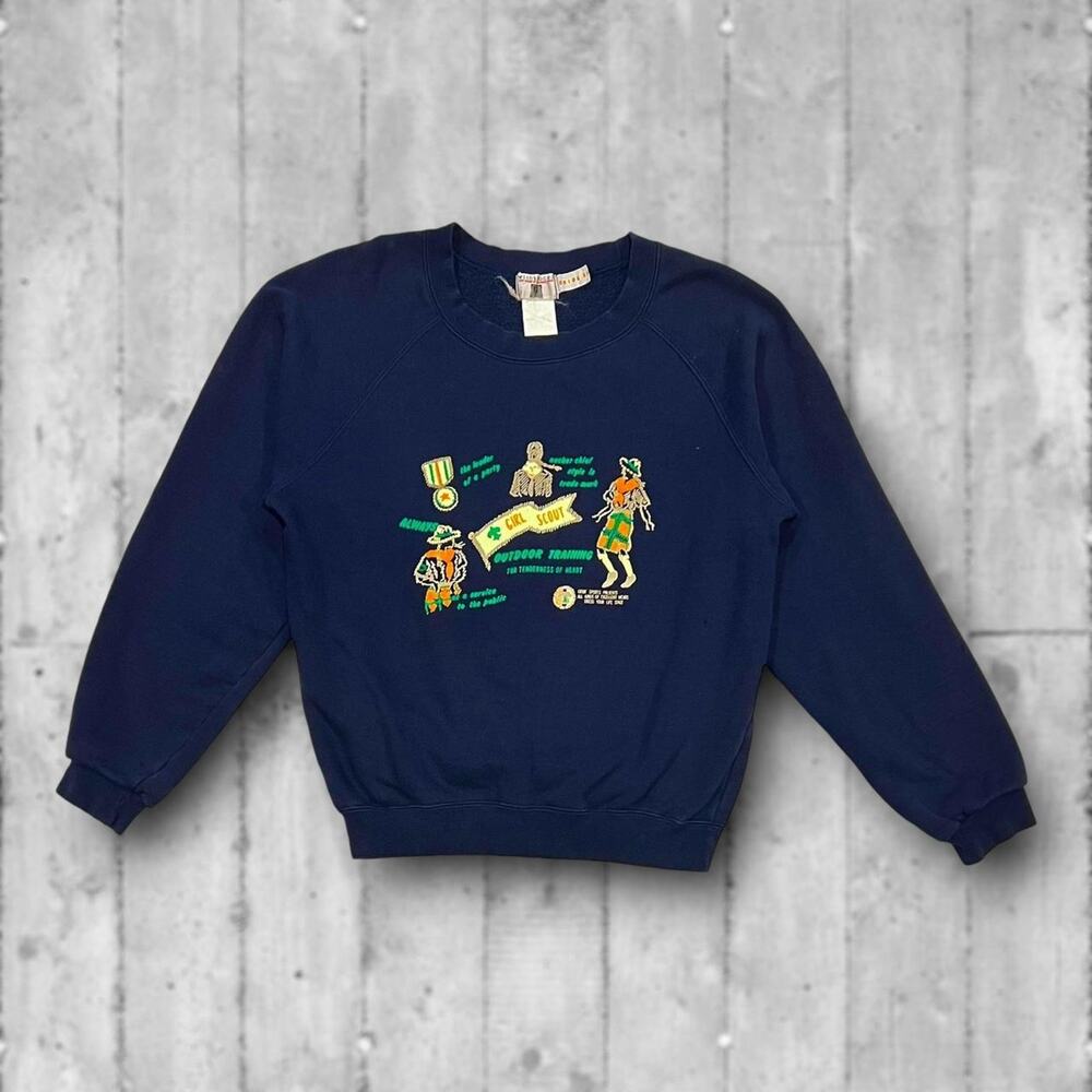 ★ Vintage Girl Scout Outdoor Training Navy Blue 80’s Crewneck Sweatshirt ★ - Picture 6 of 6